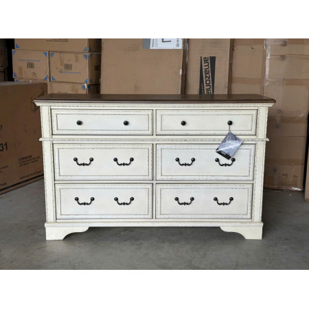 B747 - 31 : Tủ 6 Ngăn Kéo Giả Cổ - Màu Trắng Sương Mù